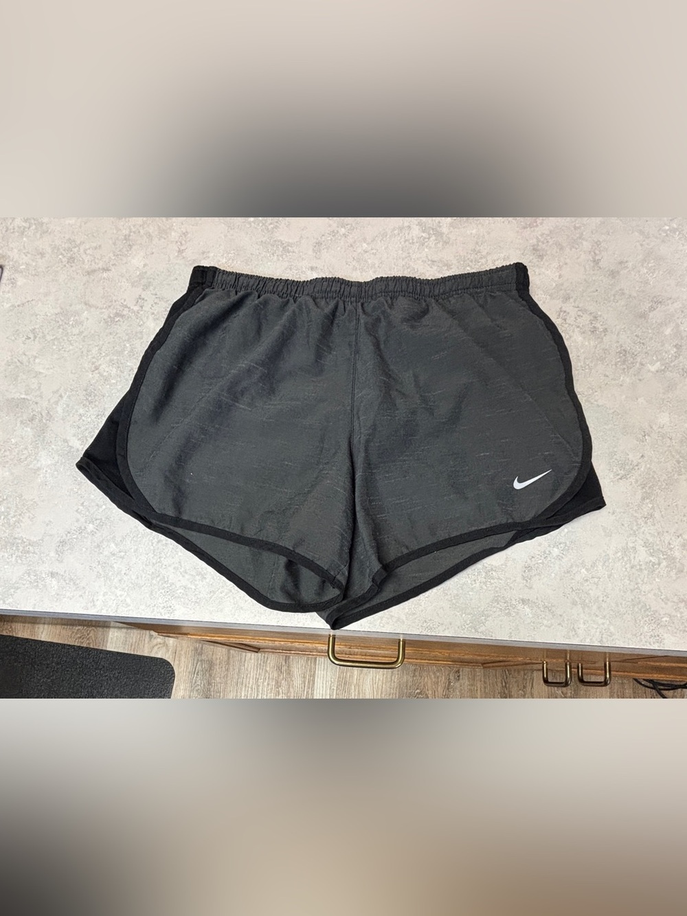 Nike Dri-FIT Youth Large Running Athletic Shorts Gray Black 12” Waist